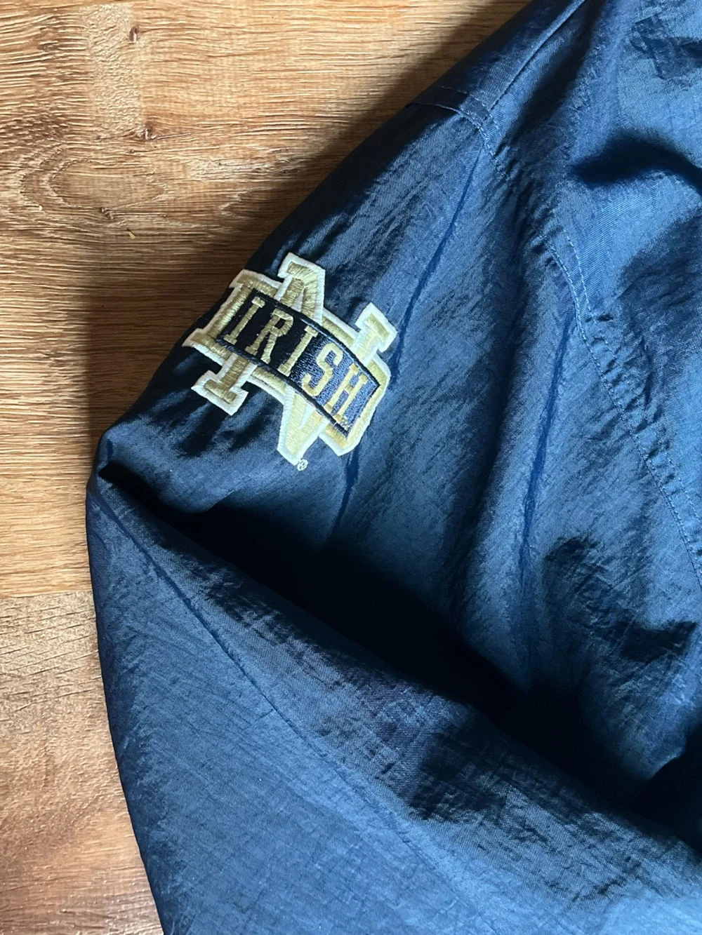 Champion Navy and Gold Notre Dame Pullover Windbreaker